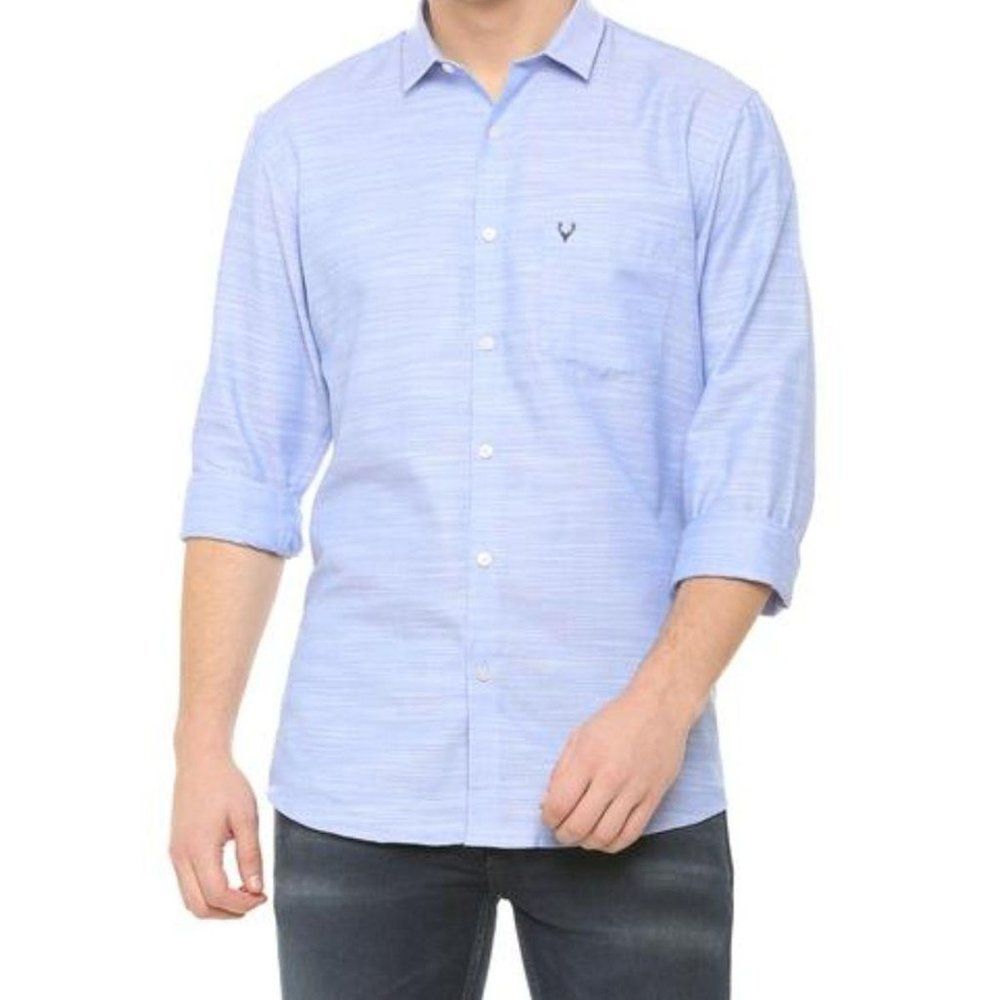 Allen Solly Mens Shirt Blue 40 Linen Button Up Shirt Collared